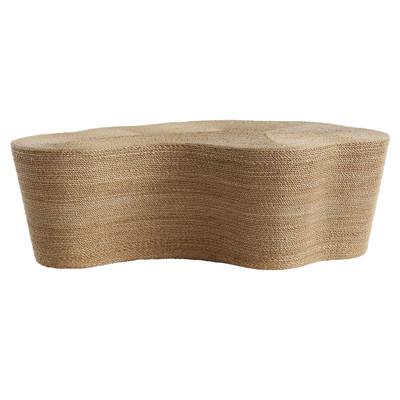 Meadow Coastal Beach Natural Abaca Abstract Curved Coffee Table