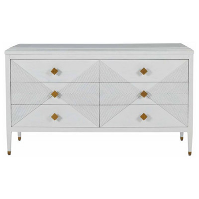 Julia Modern Classic Cerused White Wood Textured Double Dresser