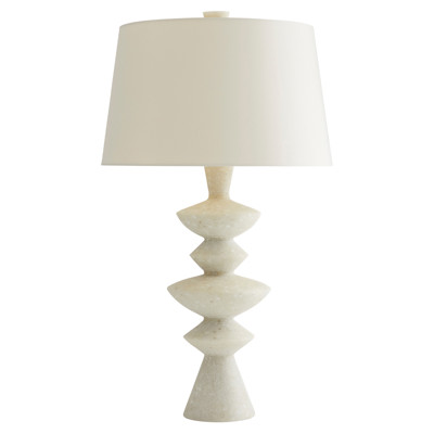 Jillian Modern Classic White Glass Stone Cream Shade Table Lamp