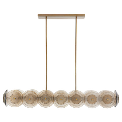 Kinlee Updated Traditional Antique Brass Iron Grey Etched Glass Discs Chandelier
