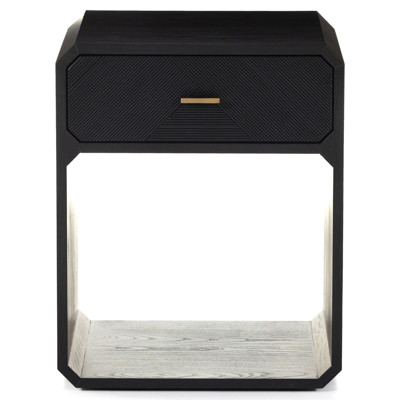 Bolton Caspian 1-Drawer Black Ash Wood Nightstand