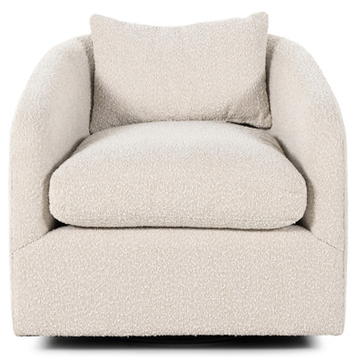 Perrin Modern Classic Beige Performance Boucle Swivel Occasional Barrel Chair