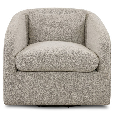 Perrin Modern Classic Grey Performance Boucle Swivel Occasional Barrel Chair