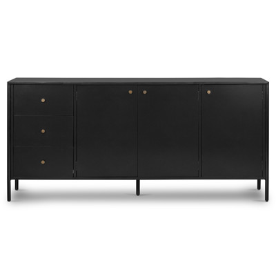 Sutton Industrial Loft Black Iron Bronze Hardware 3 Drawer Sideboard