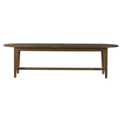 Nayden Rustic Lodge Brown Pine Wood Oval Trestle Dining Table - Large - 110.25"W