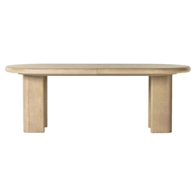Ariane Coastal Beach Light Oak Oval Extendable Dining Table - 87-107"W