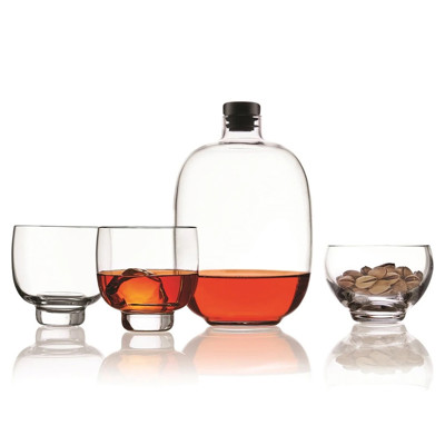 Malt Modern Classic Clear Crystal Decanter 4 Piece Gift Set