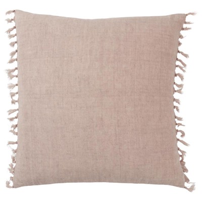 Effie Coastal Blush Linen Tassel Throw Pillow - 20x20