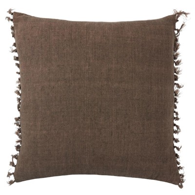 Effie Coastal Brown Linen Tassel Throw Pillow - 20x20