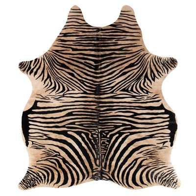 Julianne Rustic Lodge Zebra Print Fur Hide Rug - 5'x7'