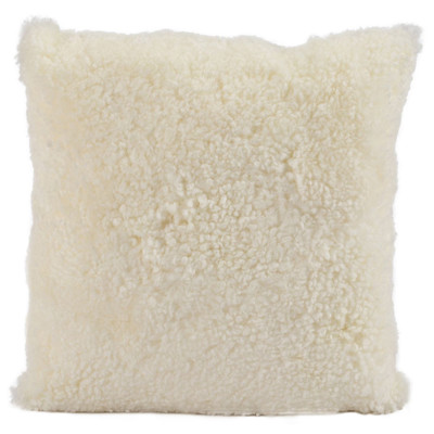 Zola Modern White Curly Short Wool Sheepskin Throw Pillow - 20x20