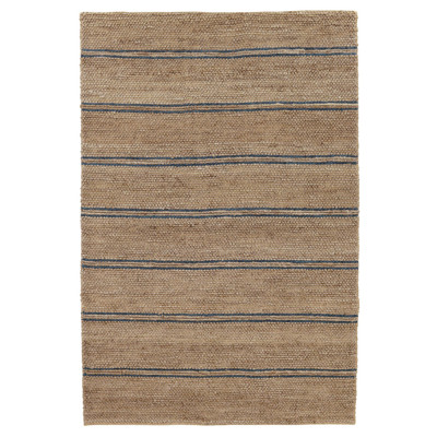 Mira Modern Classic Navy Blue Striped Patterned Jute Rug - 8'x10'