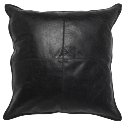 Selene Modern Classic Black Leather Throw Pillow - 22x22