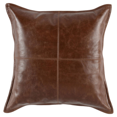 Selene Modern Classic Brown Leather Throw Pillow - 22x22