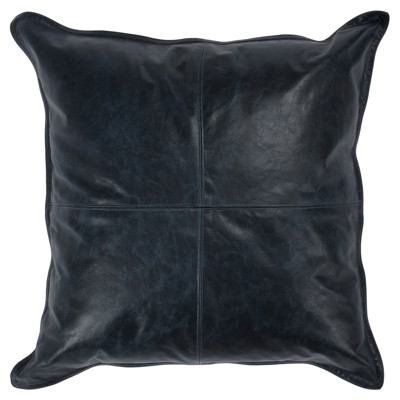Selene Modern Classic Dark Blue Leather Throw Pillow - 22x22