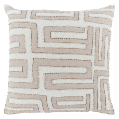 Mila Modern Classic Natural Embroidered Cotton Throw Pillow - 22x22