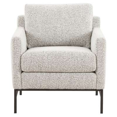 Lilian Industrial Grey Performance Boucle Black Iron Frame Arm Chair