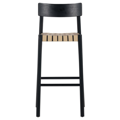 Allston Heisler Leather Ash Wood Black Veneer Almond Blend Bar Stool