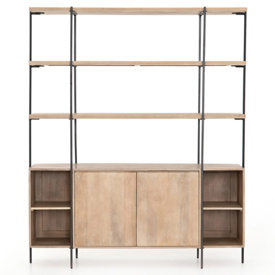 Prescott Elena 65" Mango Wood Natural Satin Black Sideboard
