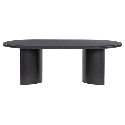 Paris Rustic Lodge Black Acacia Wood Crescent Base Oval Coffee Table - 51"