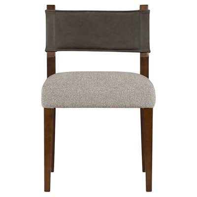 Berman Ferris Leather Parrawood Gray Upholstered Side Dining Chair (Set of 2)