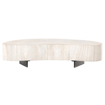 Louise Modern Classic Off White Bleached Wood Nesting Coffee Table - Short