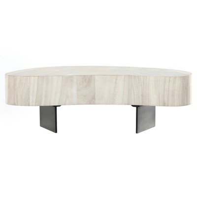 Louise Modern Classic Off White Bleached Wood Nesting Coffee Table - Tall