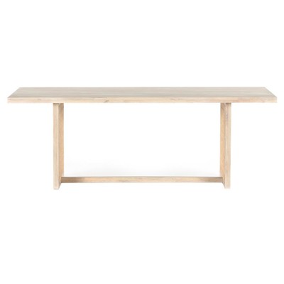 Marina Coastal Beach Whitewash Mango Wood Natural Woven Cane Dining Table - 84"W