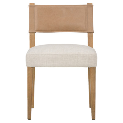 Ely Rustic Lodge Cream Performance Beige Wood Dining Side Chair