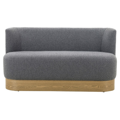 Grayson Toasted Ash Veneer Knoll Charcoal Gray Upholstered Accent Bench