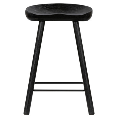 Jimmy Rustic Lodge Matte Black Solid Wood Counter Stool