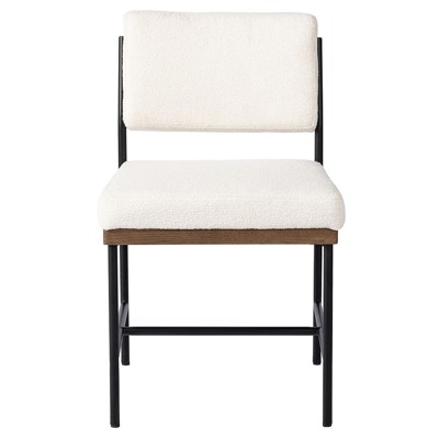 Ellie Industrial White Performance Black Iron Frame Dining Chair