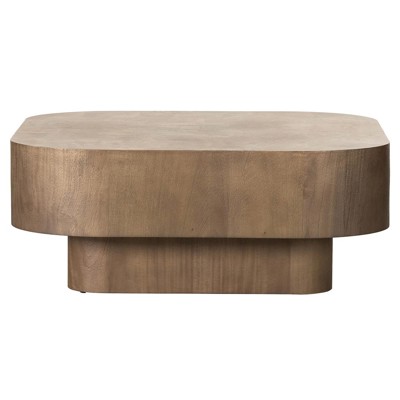 Blake Rustic Lodge Brown Burl Wood Block Square Coffee Table