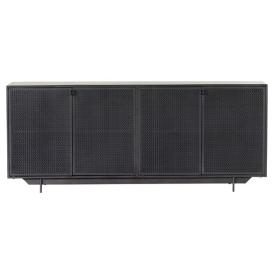 Emma Industrial Loft Black Perforated 4 Door Front Iron Body Sideboard