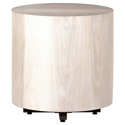Wesson Hudson Round Wood Beige Pine Ashen Walnut End Table