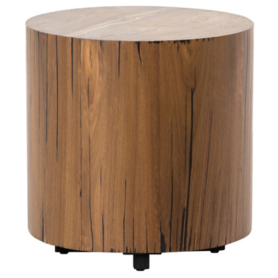 Wesson Hudson Round Wood Black Pine Natural Yukas Resin End Table