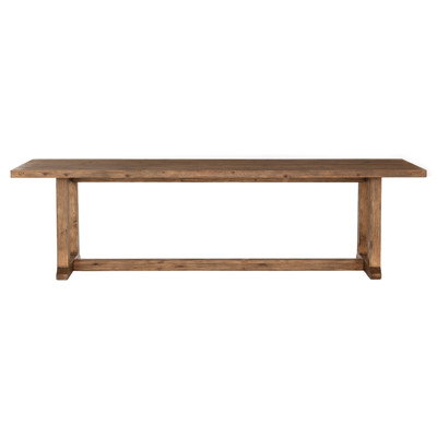 Holland Rustic Brown Pine Wood Rectangular Dining Trestle Table - Large - 110"W