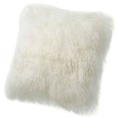 Devi Modern Tibetan Textured White Wool Decorative Throw Pillow - 20x20