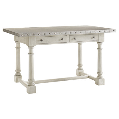 Hidden Lake Burnished Steel Top Light Grey Wood Bistro Dining Table - 66"W