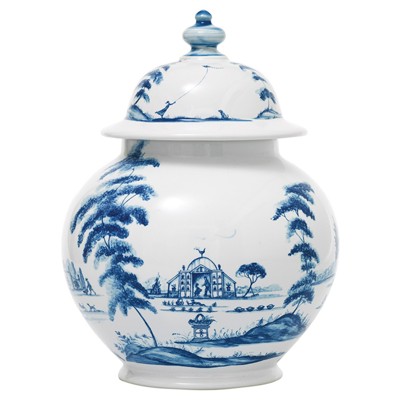 Juliska Country Estate Garden Follies Delft Blue Ceramic Decorative Ginger Jar