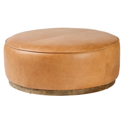 Westgate Sinclair Distressed Natural Palermo Butterscotch Brown Leather Ottoman
