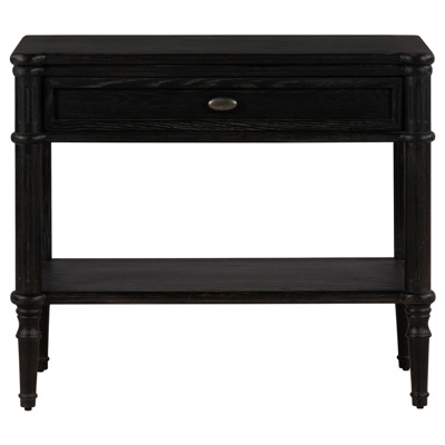 Tacorey Updated Traditional Black Solid Oak Wood Nightstand
