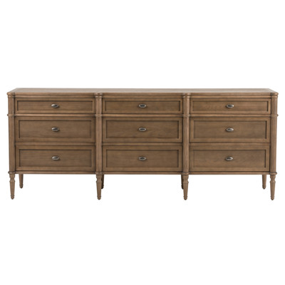 Tacorey Updated Traditional Brown Solid Oak Wood Triple Dresser