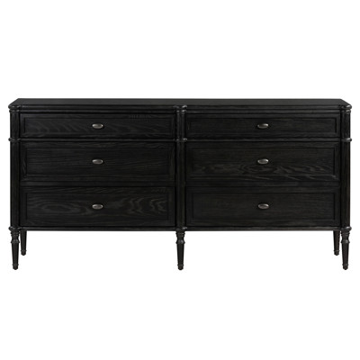 Tacorey Updated Traditional Black Solid Oak Wood Double Dresser
