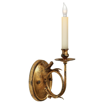 Visual Comfort Signature Collection CHD1158GI Chapman & Myers Perching Bird 1 Light 5 inch Gilded Iron Sconce Wall Light