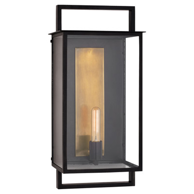 Visual Comfort Signature Collection S2192AI-CG Ian K. Fowler Halle 1 Light 23 inch Aged Iron and Clear Glass Outdoor Wall Lantern, Large