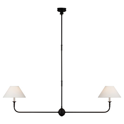 Visual Comfort Piaf Modern Classic Aged Iron Metal Large 2 Light Linear Pendant