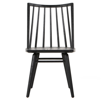 Lara French Classic Black Oak Wood Windsor Dining Side Chair