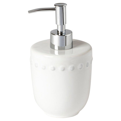 Pearl Modern Classic White Stoneware Embossed Edge Soap Pump