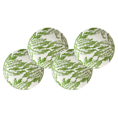 Freya French White Porcelain Green Floral Canape Plate - Set of 4